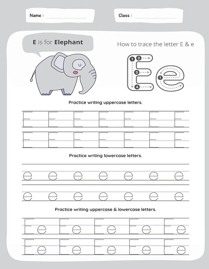 Printable Letter E Tracing Worksheets Free