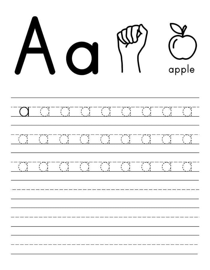 Printable Lowercase Letter A Tracing