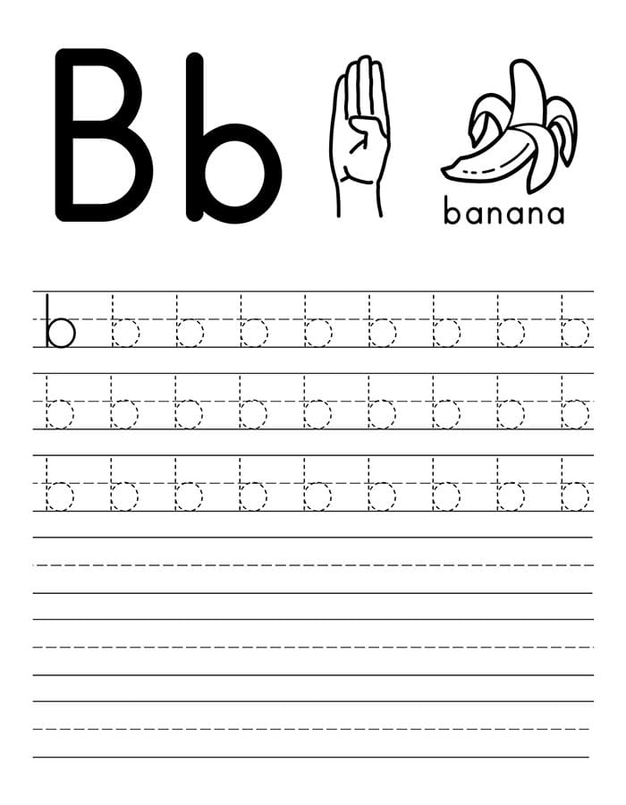 Printable Lowercase Letter B Tracing