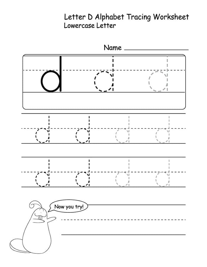 Printable Lowercase Letter D Tracing