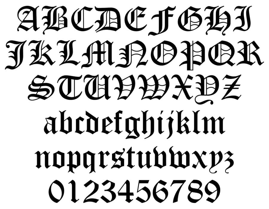 Printable Old English Latin Letters Numbers