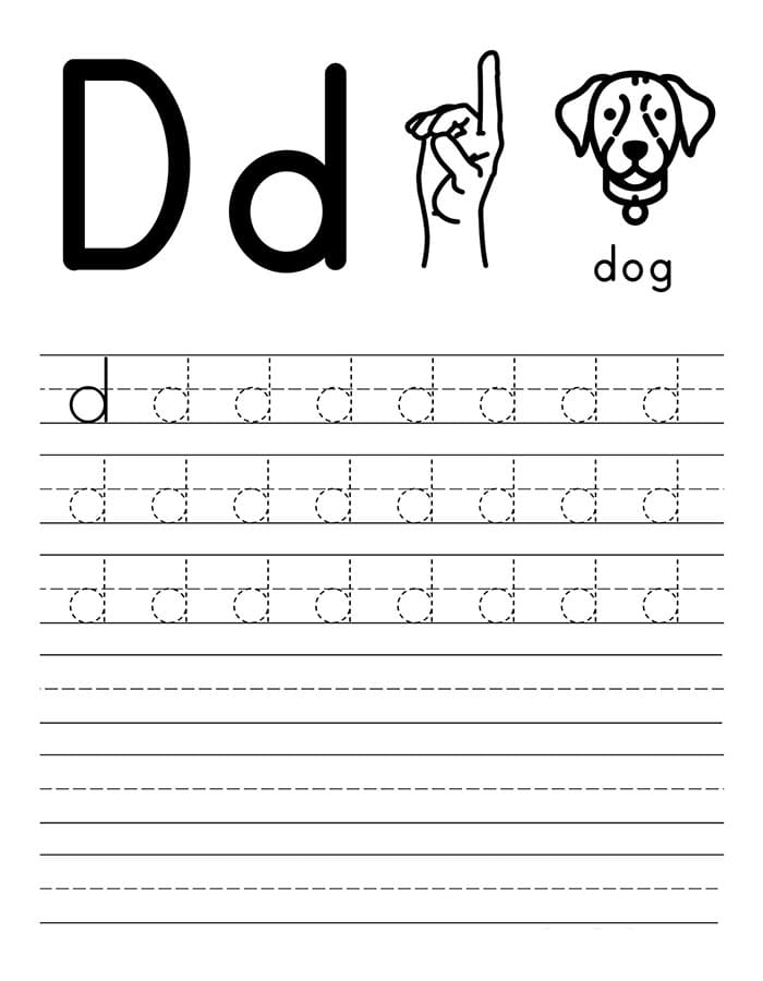 Printable Small Letter D Tracing