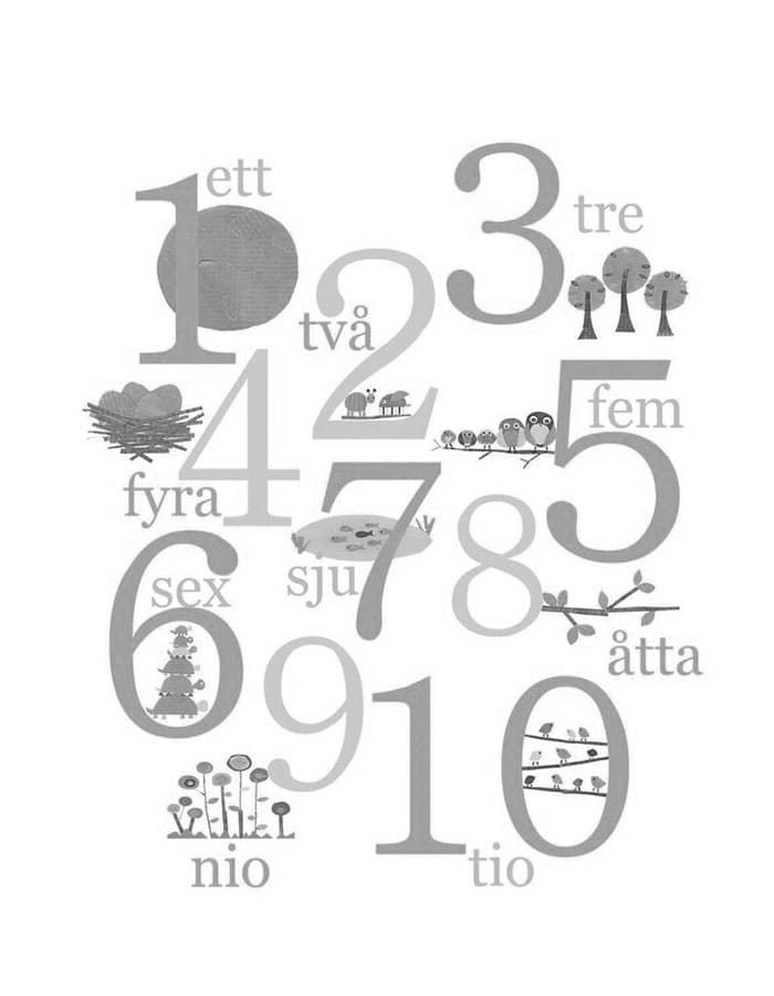 Printable Swedish Numbers 1-10