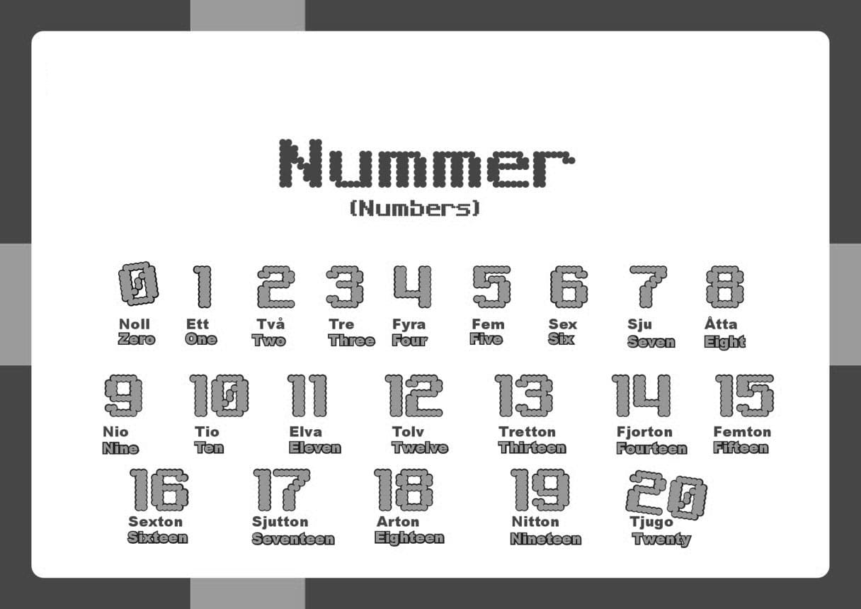 Printable Swedish Numbers 1-20