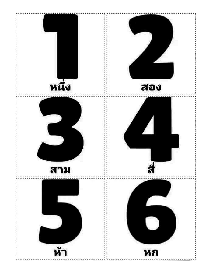 Printable Thai Numbers Flashcards