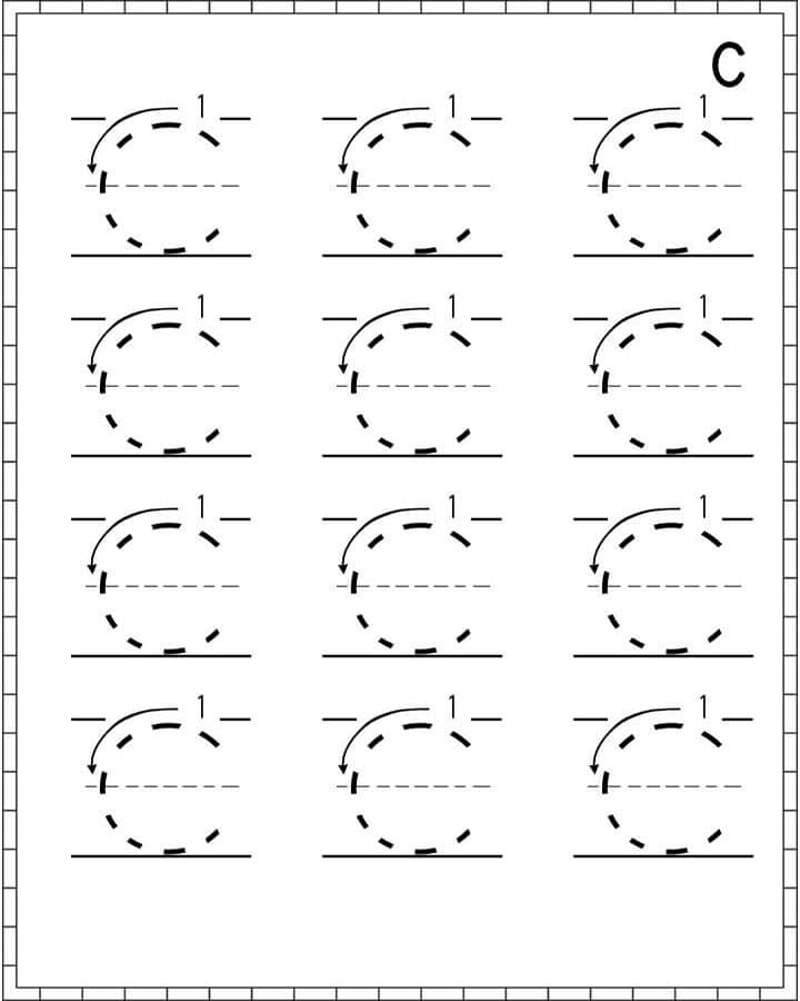 Printable Uppercase Letter C Tracing