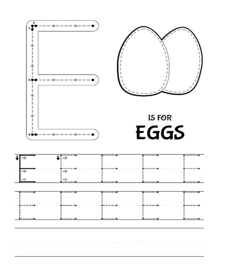 Printable Uppercase Letter E Tracing
