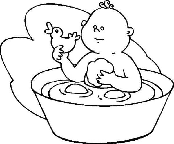 Baby With Rubber Duck coloring page