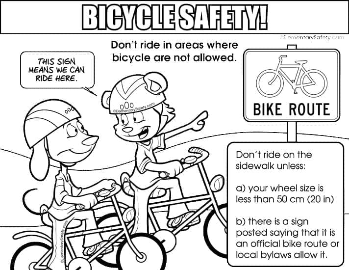 Bicycle Safety Bike Route coloring page