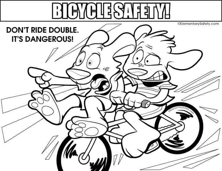 Bicycle Safety-Dont Ride Double coloring page