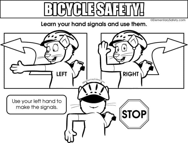 Bicycle Safety Hand Signals coloring page