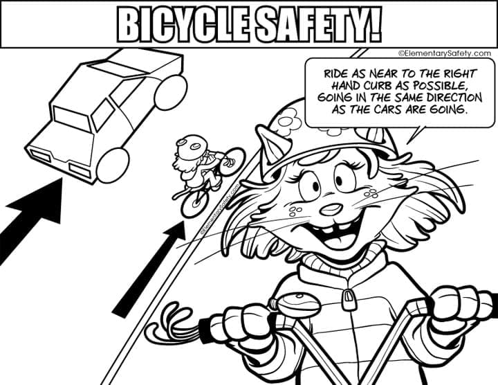 Bicycle Safety Near The Curb coloring page