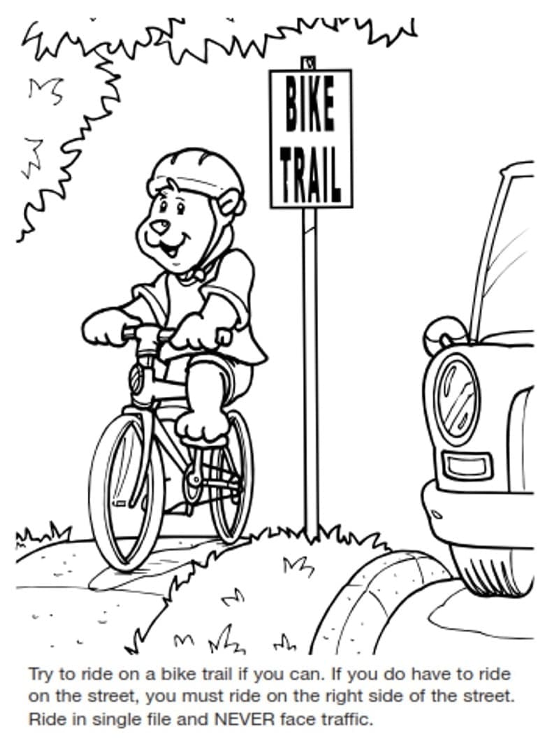 Bicycle Safety Printable coloring page
