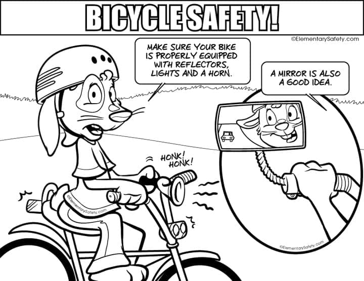 Bicycle Safety Reflectors Lights Horn coloring page