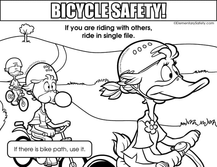 Bicycle Safety Ride Single File coloring page