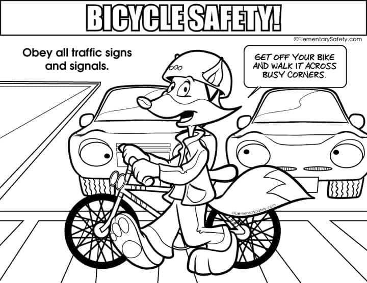 Bicycle Safety Traffic Signs coloring page