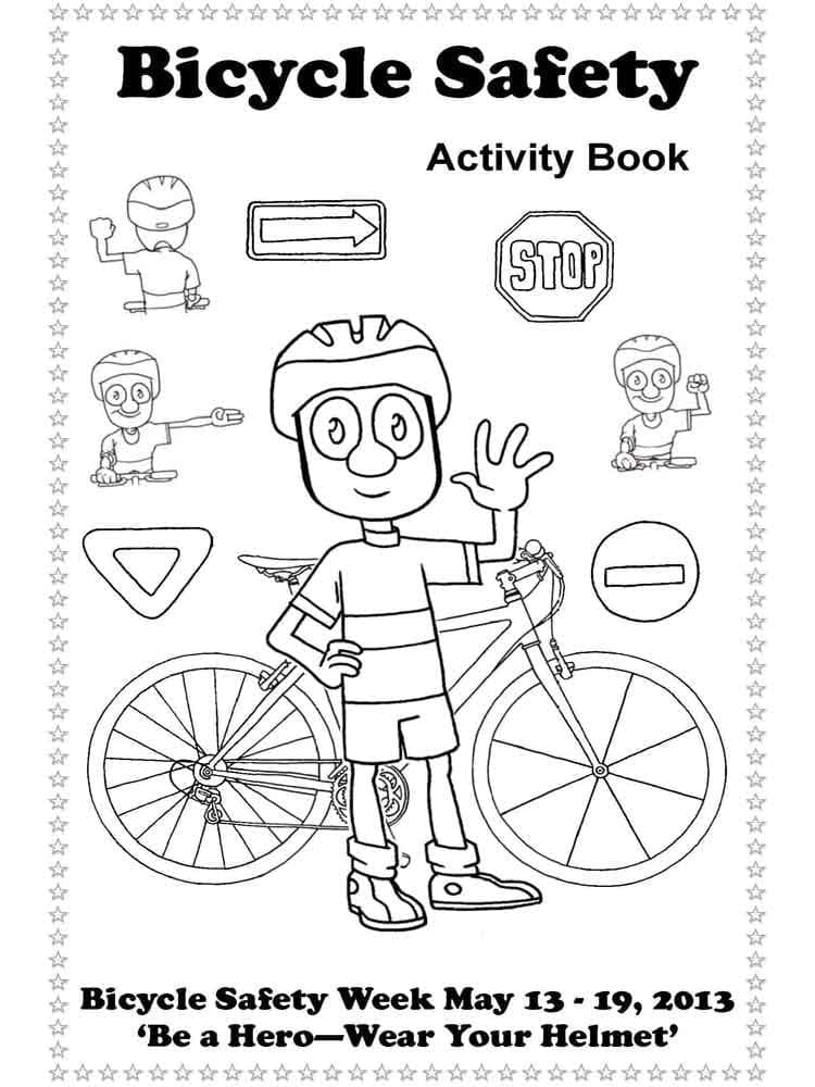 Bicycle Safety Wear Your Helmet coloring page