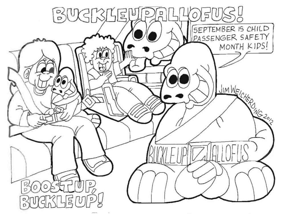 Buckle Up All Of Us – Car Safety coloring page