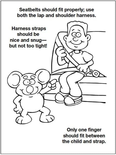 Buckle up for Safety – Car Safety coloring page
