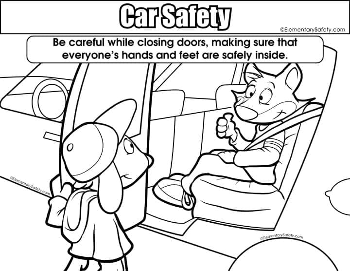 Car Door Safety – Car Safety coloring page