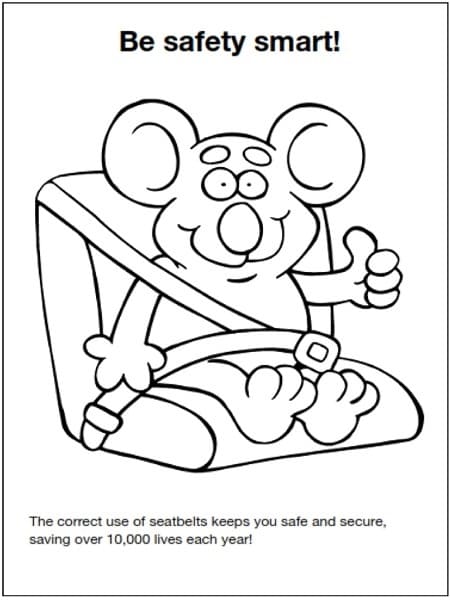 Car Safety – Be Safety Smart coloring page