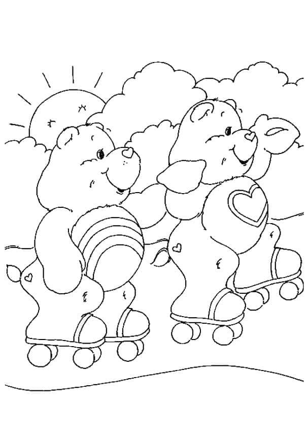 Care Bears on Roller Skates coloring page