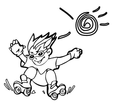 Cool Boy on Roller Skates coloring page