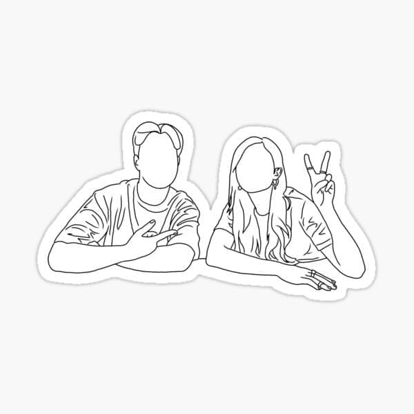 Couple Outline Stickers coloring page