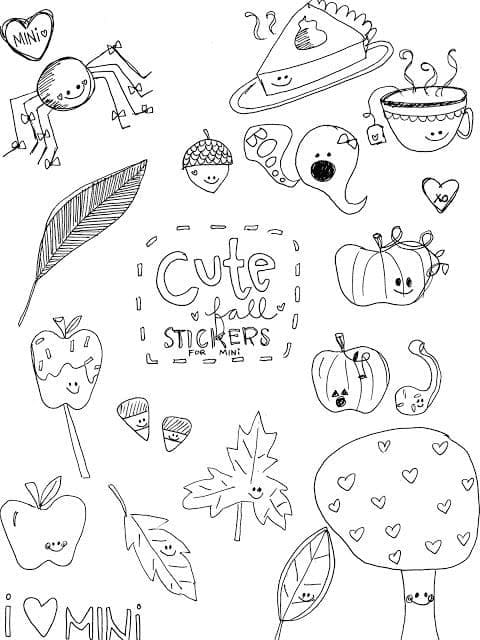 Cute Fall Stickers coloring page