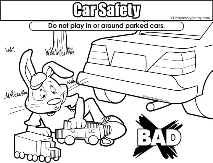 Dont Play Around Car - Car Safety coloring page