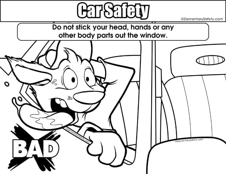 Dont Stick Out Body Parts Car Safety coloring page