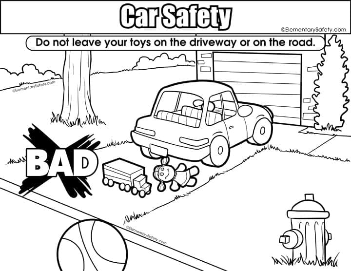 Driveway Safety – Car Safety coloring page