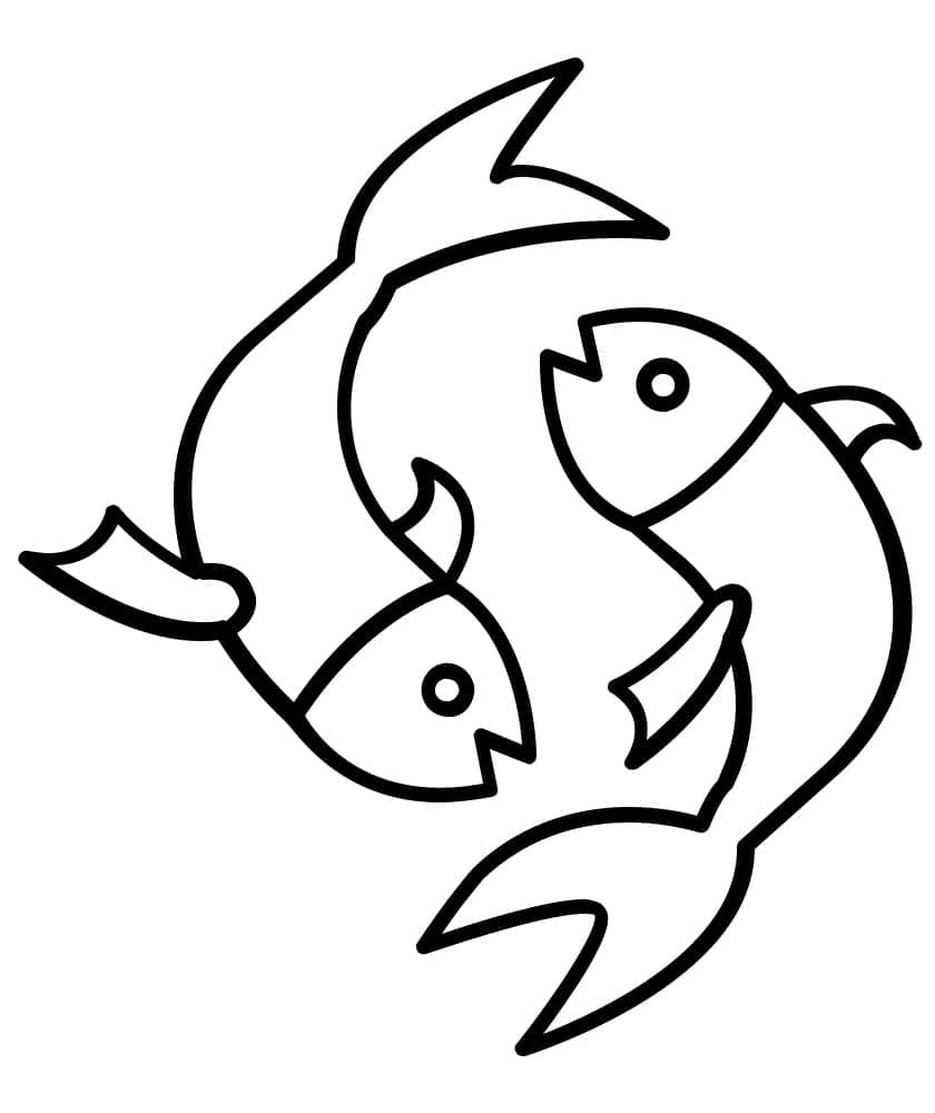 Easy Pisces Symbol coloring page