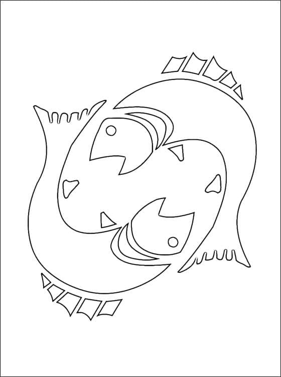 Easy Pisces coloring page