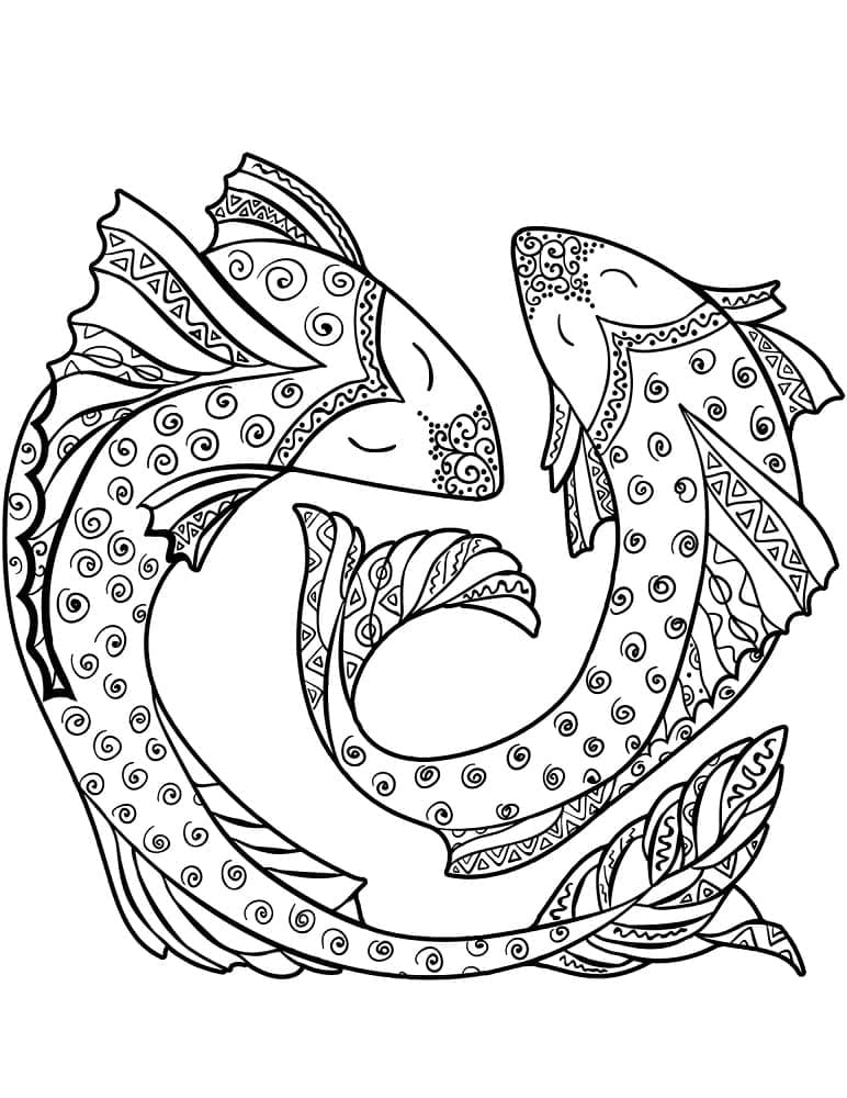 Free Printable Pisces coloring page