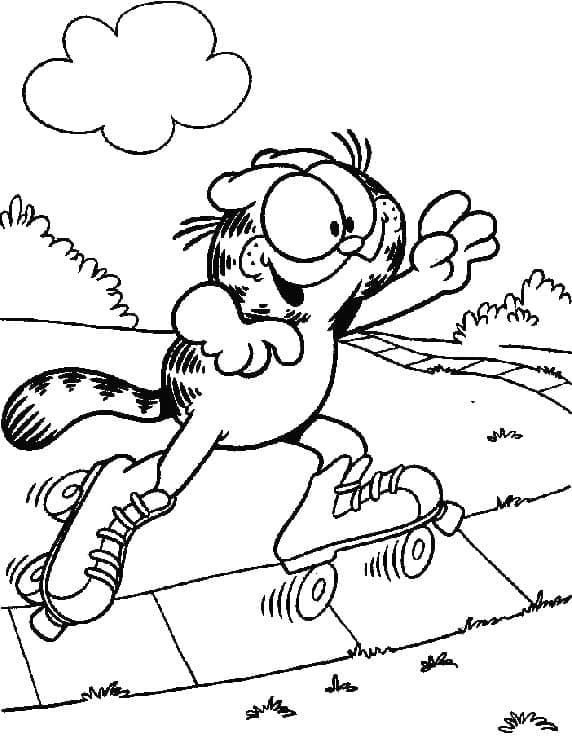 Garfield on Roller Skate coloring page