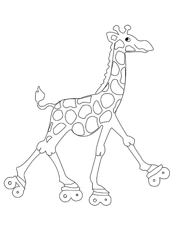 Giraffe on Roller Skates coloring page
