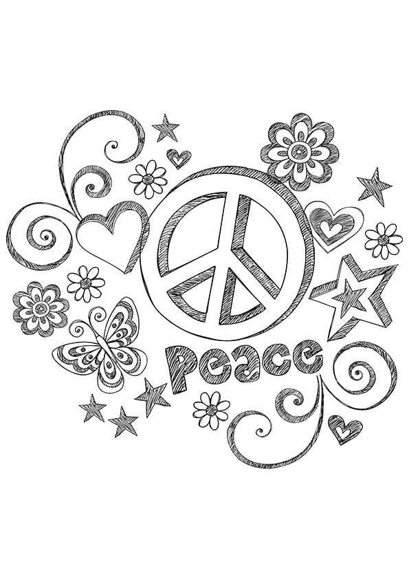 Grungy Peace coloring page