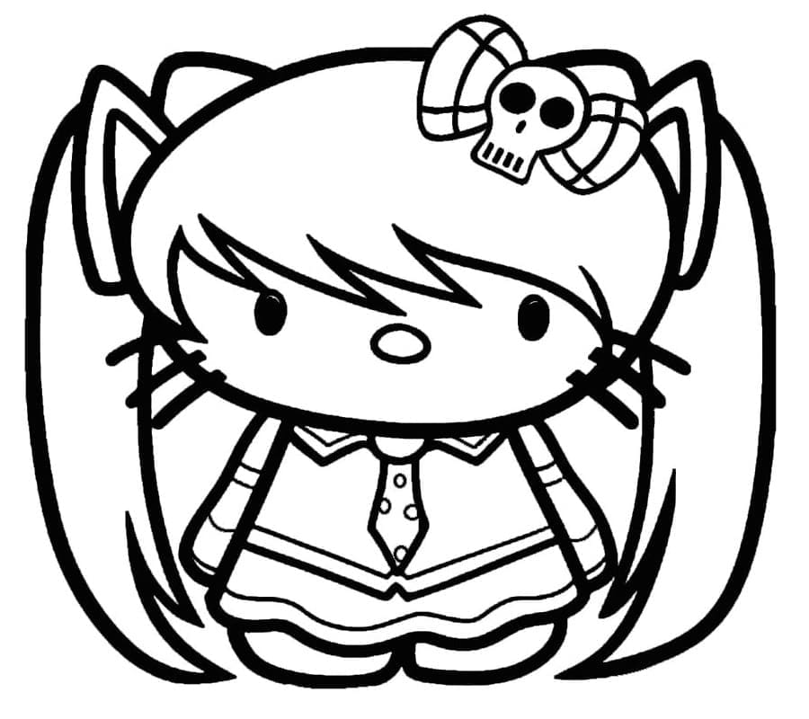 Hello Kitty Emo coloring page