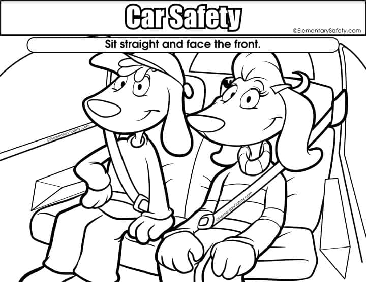 How To Sit Car – Car Safety coloring page