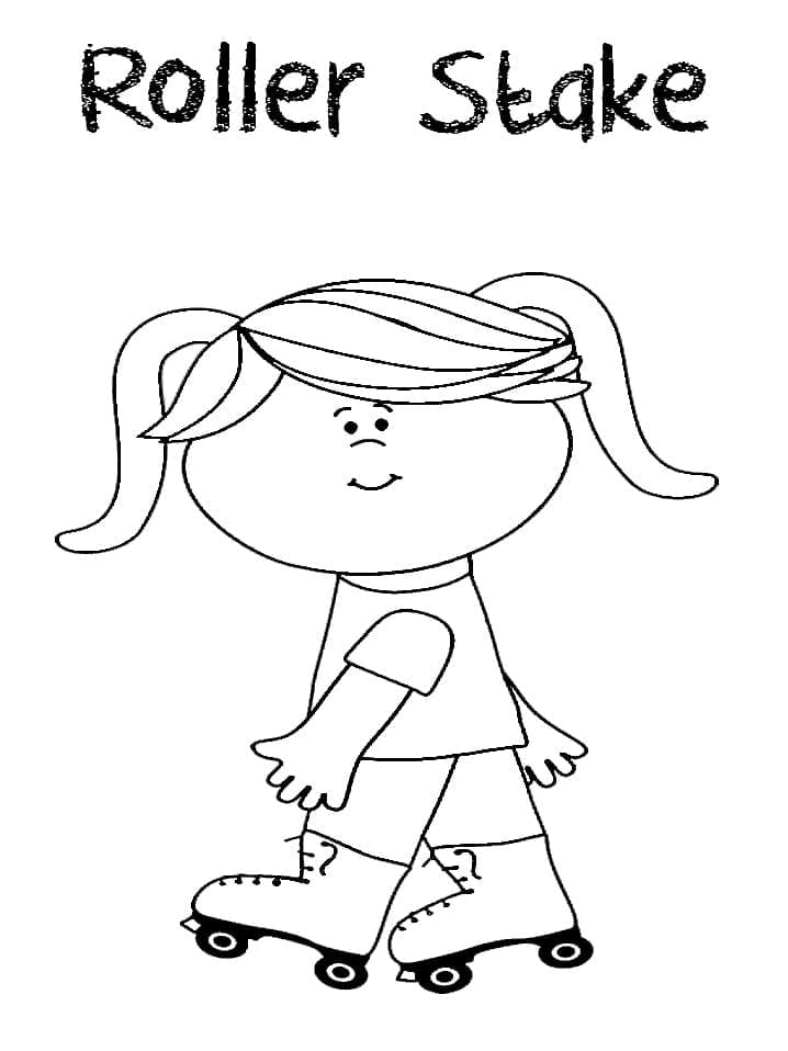 Little Girl on Roller Skate coloring page