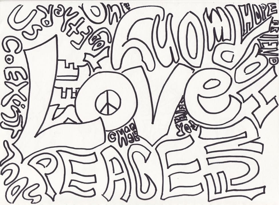 Love and Peace coloring page