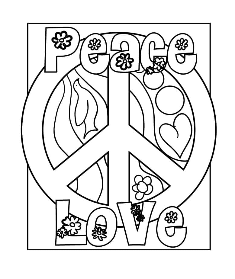 Peace Love coloring page
