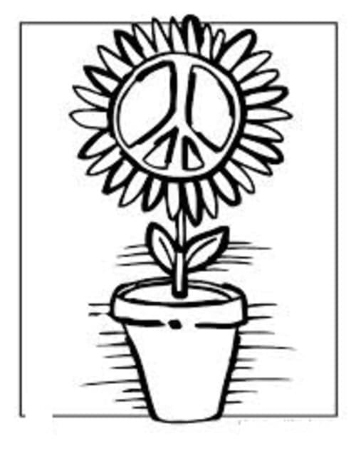 Peace Sunflower coloring page
