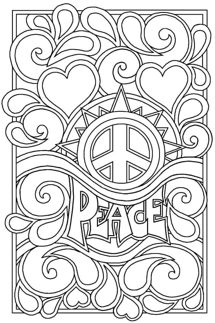 Peace and Love coloring page