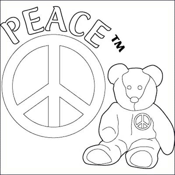 Peace and Teddy Bear coloring page
