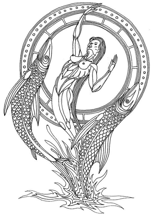 Pisces Sign coloring page