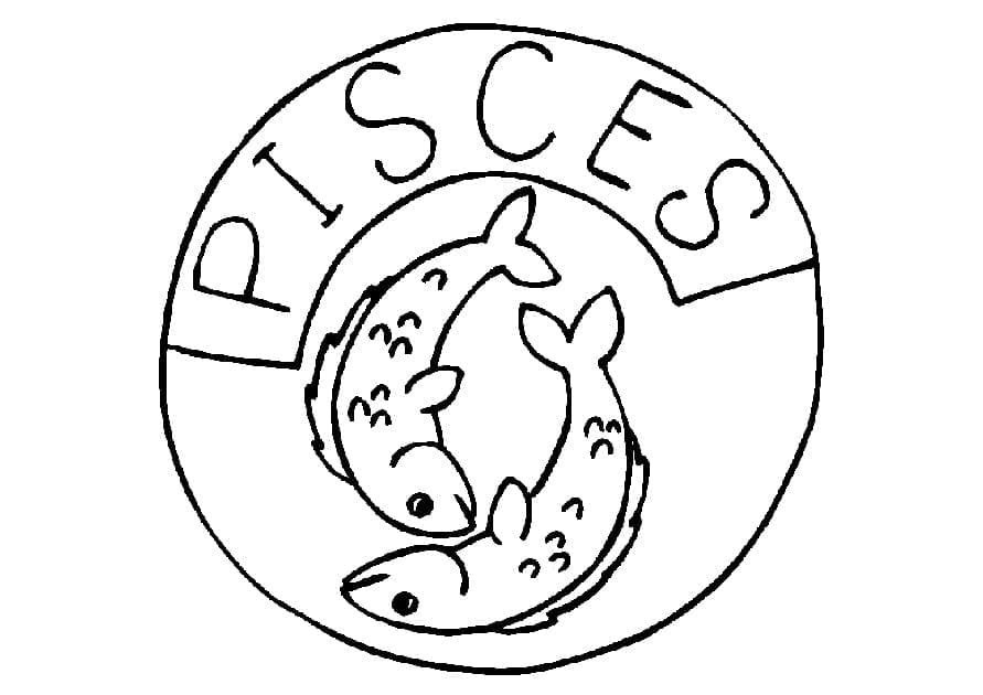 Pisces Zodiac coloring page