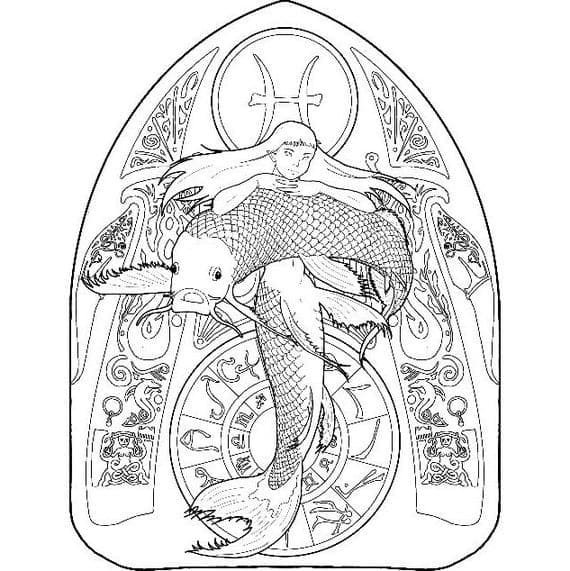 Print Pisces coloring page