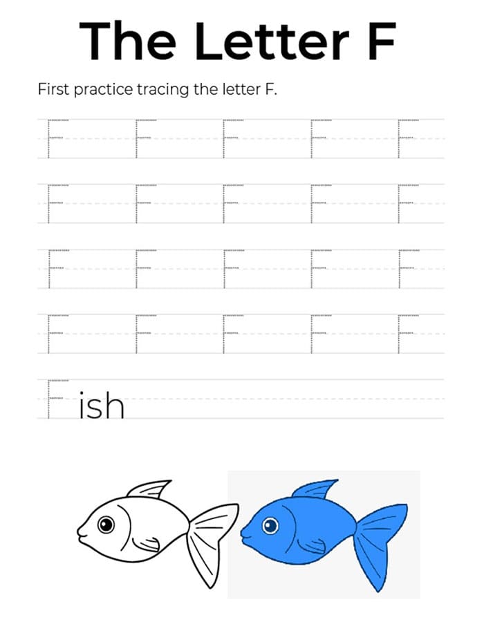 Printabale Uppercase Letter F Tracing